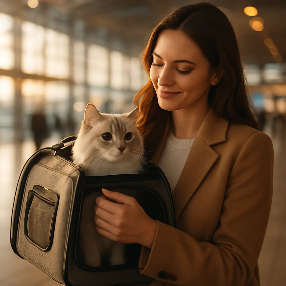 Tutora viajando com seu gato com segurança e tranquilidade